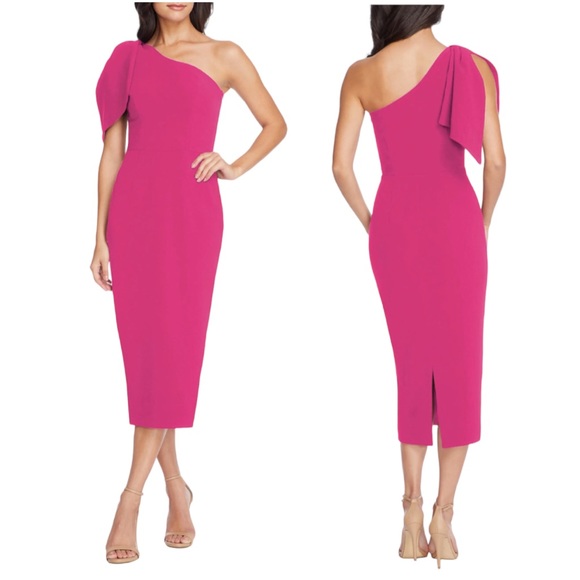 Dress the Population Dresses & Skirts - Dress The Population Tiffany One Shoulder Bow Dress Pink Size XS NWT